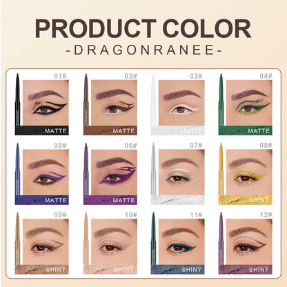 12-Color Waterproof Eyeliner Pencil Set
